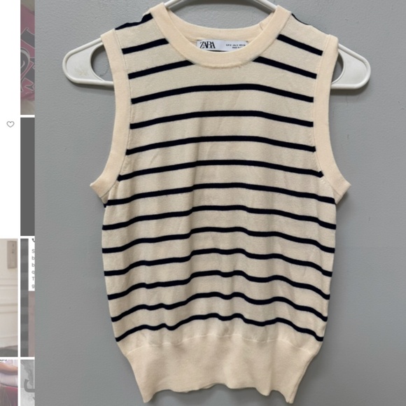 Zara Striped Navy + Ivory Tank Top in Small - Picture 2 of 6